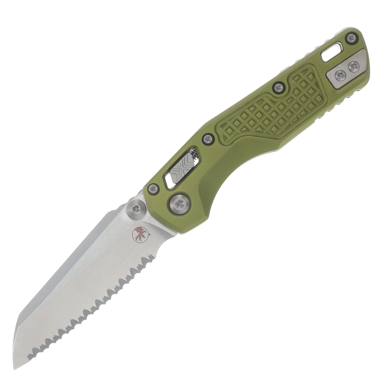 Microtech MSI Mini RAM-LOK Folder SW Full Serrate Frag Aluminum OD Green MT210M12FROD