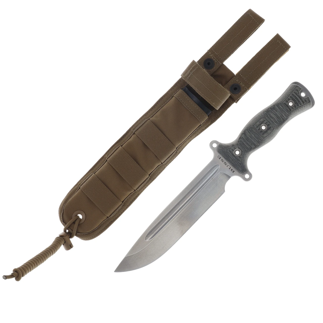 Busse Team Gemini Ultra Light Brigade Fixed Blade Stonewash/Magnum Black Canvas Micarta GEMINISWBCM