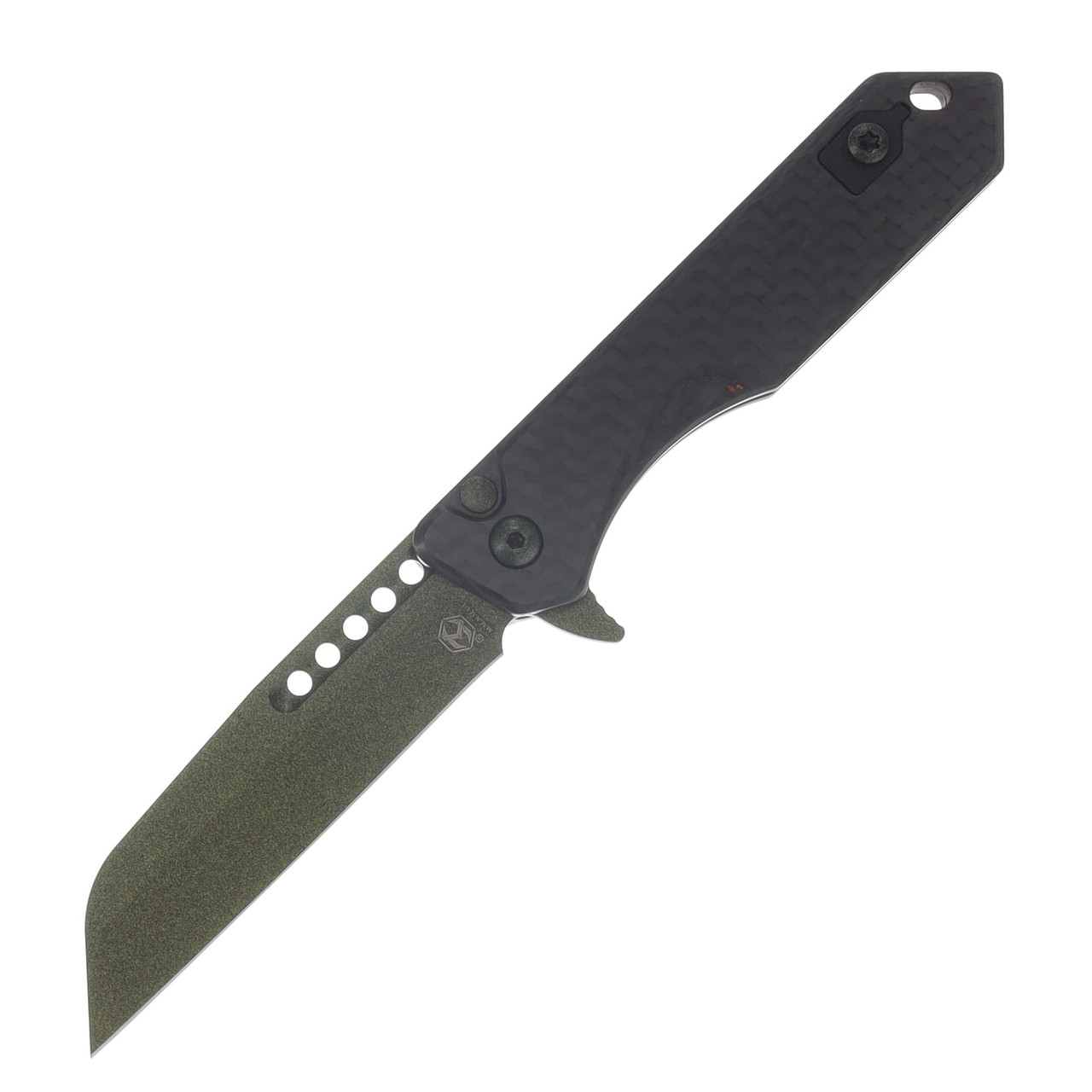 Heretic Jinn Button Lock Folding Knife Metallic Green Magnacut/Carbon Fiber H213-MG-CF