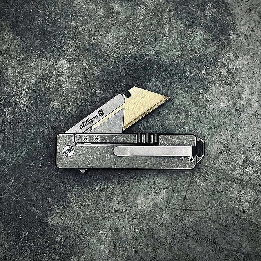 Exceed Designs TiRant RAZOR V3 Utility Knife Stonewash 6AL-4V Titanium RZR-SM-SW
