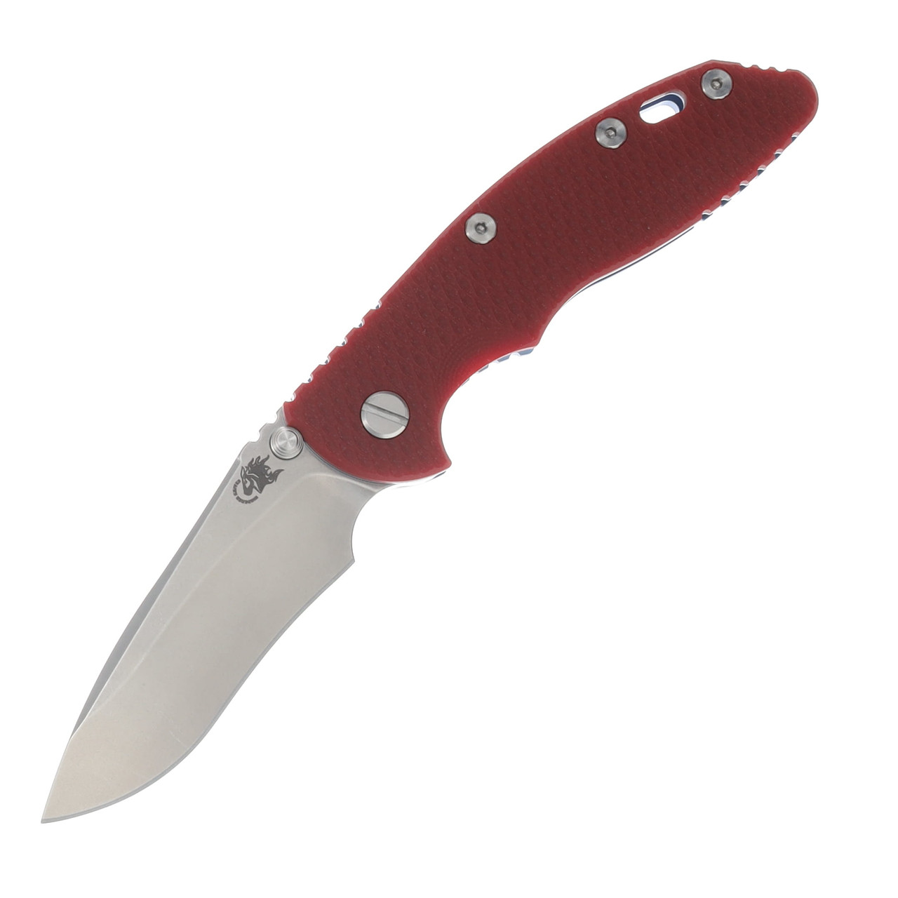 Hinderer XM-18 3.5in Magnacut Recurve Non Flipper Tri-Way Folder SW Blue Frame Red G-10 Handle KXM35NFRECSWBLRD