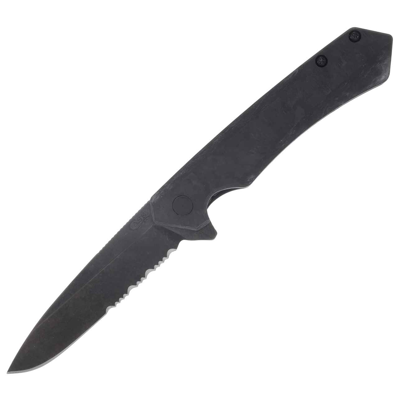 Case Kinzua Folding Knife BLK/BLK Serrated S35VN Spear Blade CF Handle CA70966