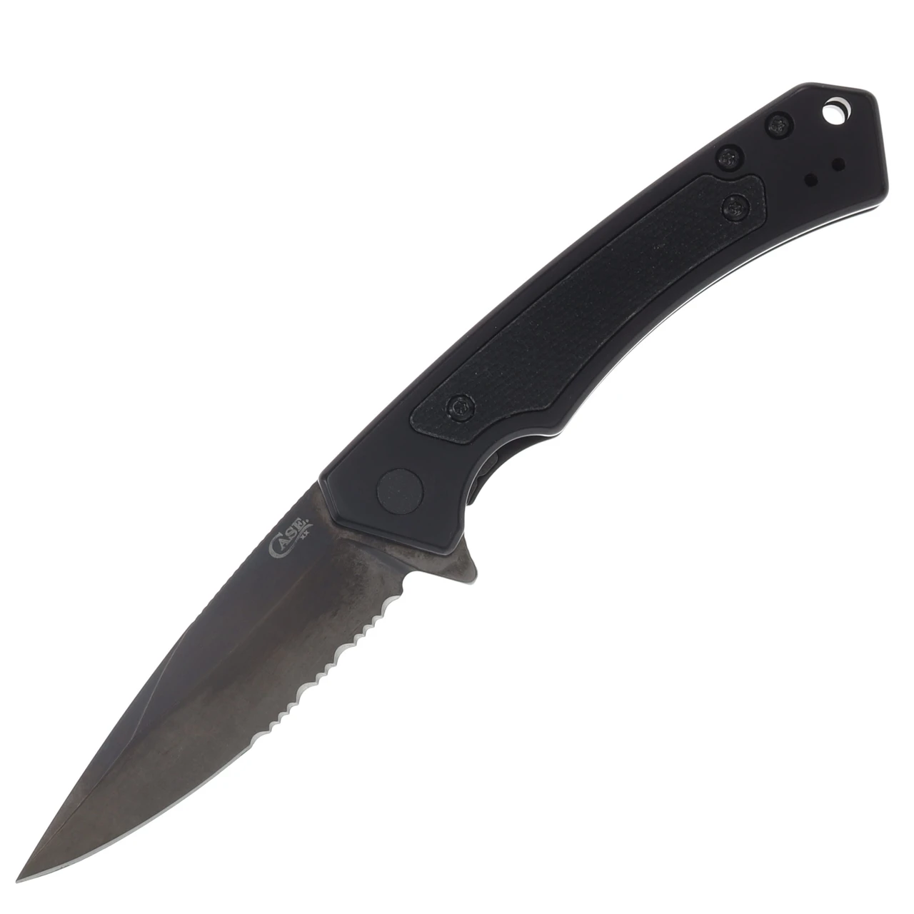 Case Marilla Folding Knife BLK/BLK Serrated S35VN Blade ANO Alum Handle CA70986
