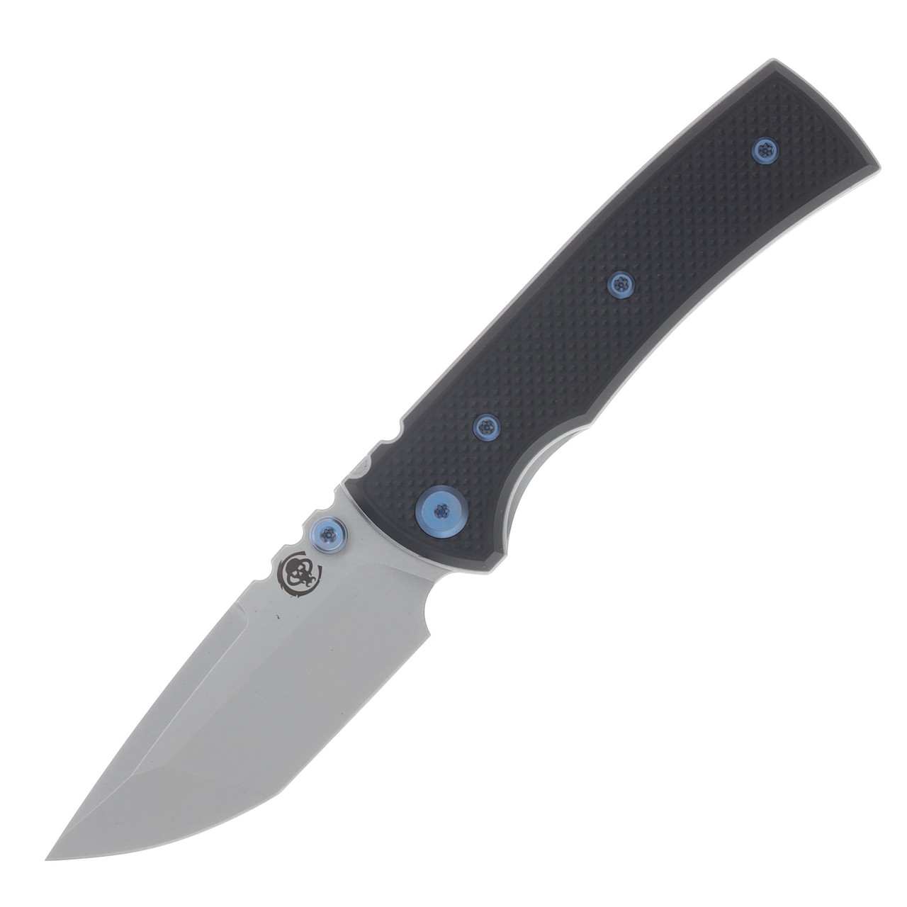 Chaves Blue Label Redencion Street Linerlock Folder Aluminum Knurled SW Black PVD Blue TI SW Tanto CK-1B2-2B9A-2D1-BLUE