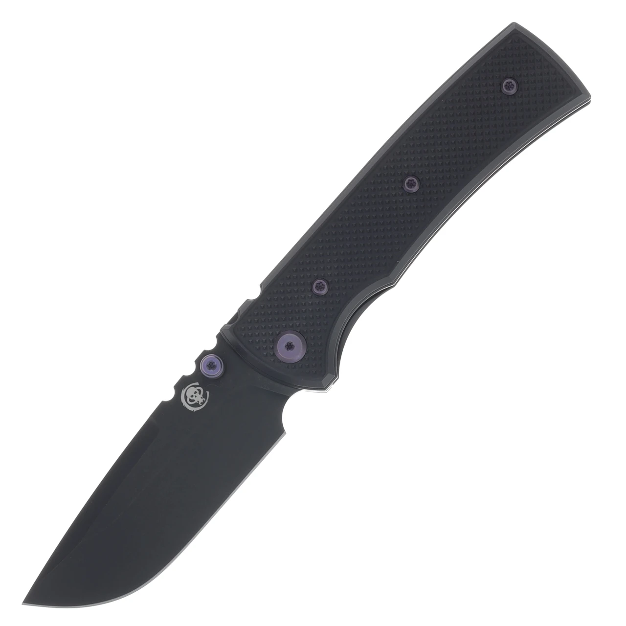 Chaves Blue Label Redencion Street Linerlock Folding Knife PVD Drop Point/Knurled Black with Purple Accents