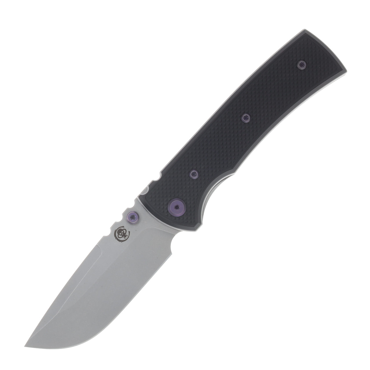 Chaves Blue Label Redencion 229 Linerlock Stonewash Drop Point/PVD Knurled Aluminum with Purple Accents CK-1A2-1B9A-2D1-PRP