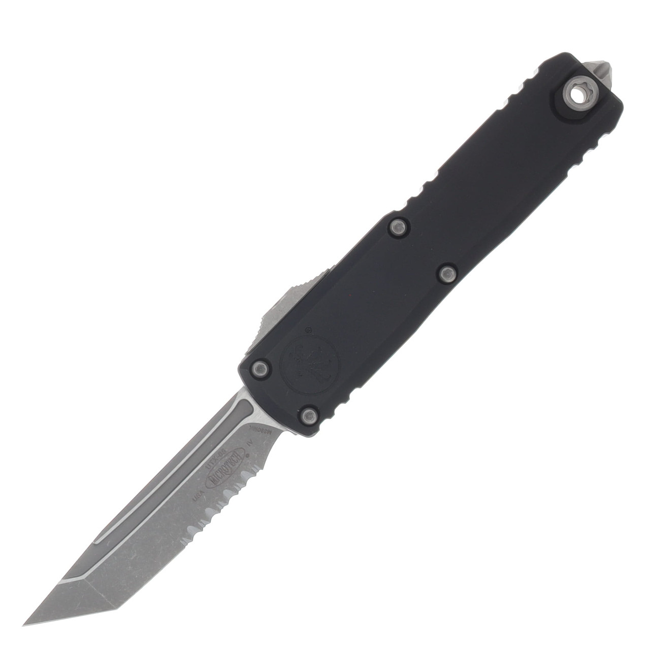 Microtech UTX-85 GEN IV OTF Auto T/E Apocalyptic Part Serrate Black AUMT1233411AP