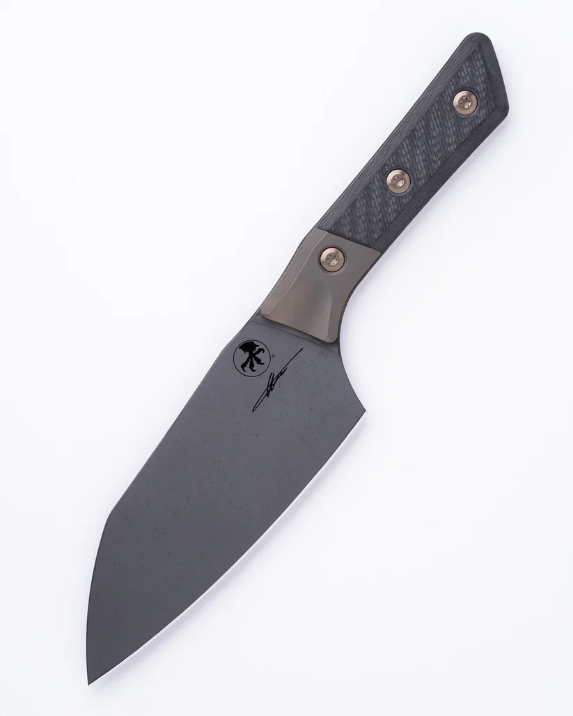 Microtech 6in Santoku Knife DLC Standard Bronze Titanium Bolster Carbon Fiber MT3200B1DLCCFS