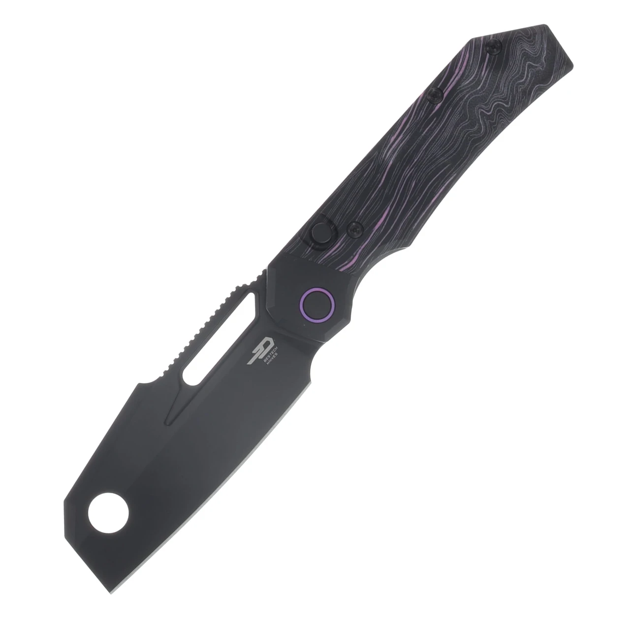 Bestech Knives Nyrrdreki Folder TI Black PVD Handle W/Black Purple Side Cut G-10 Inlays Black PVD M390 Blade BT2607B