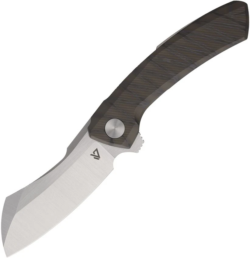 Vanguard Mini Cleaver Framelock Folder Flame Anodized Titanium - Satin Bohler M390 VANG016