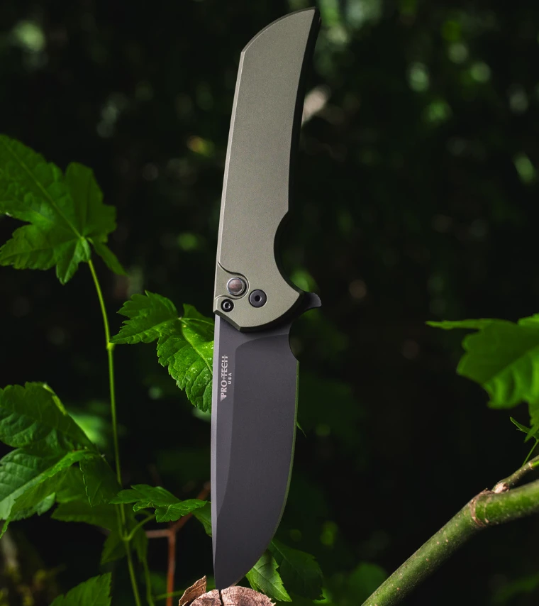 ProTech Mordax Button Lock Folding Knife DLC Magnacut/Green Aluminum MX103-LTD GREEN