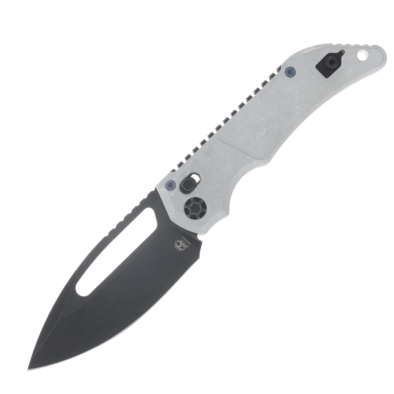Heretic Koschei Crossbar Lock Folding Knife Battleworn Black/Blizzardworn Aluminum H061-8A-BLZ