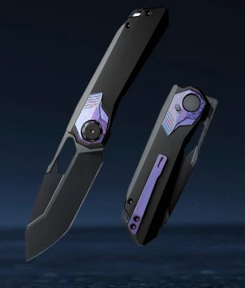 Remette RT-Peregrine Falcon Button Liner Lock DLC Vanax/DLC Titanium with Purple Crystallized Titanium Accents RTT1-VNB