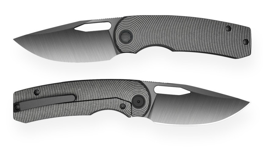 Bestech Kriya Framelock Folding Knife Machine Satin DLC M398/Rippled Titanium