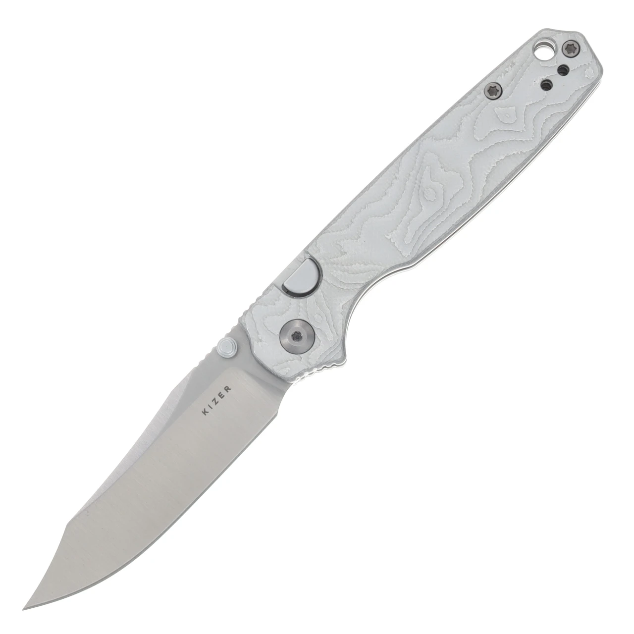 Kizer Pokiman BLL Folding Knife Silver Aluminum Foil G-10 Handle Satin AEB-L Blade V3789BCA1