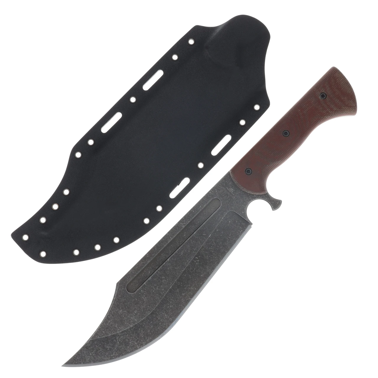 Work Tuff Gear V-44X-III Fixed Blade SK85 Dark Washed Natural Canvas Micarta Grip Black Kydex Sheath SK85-DWNCMB