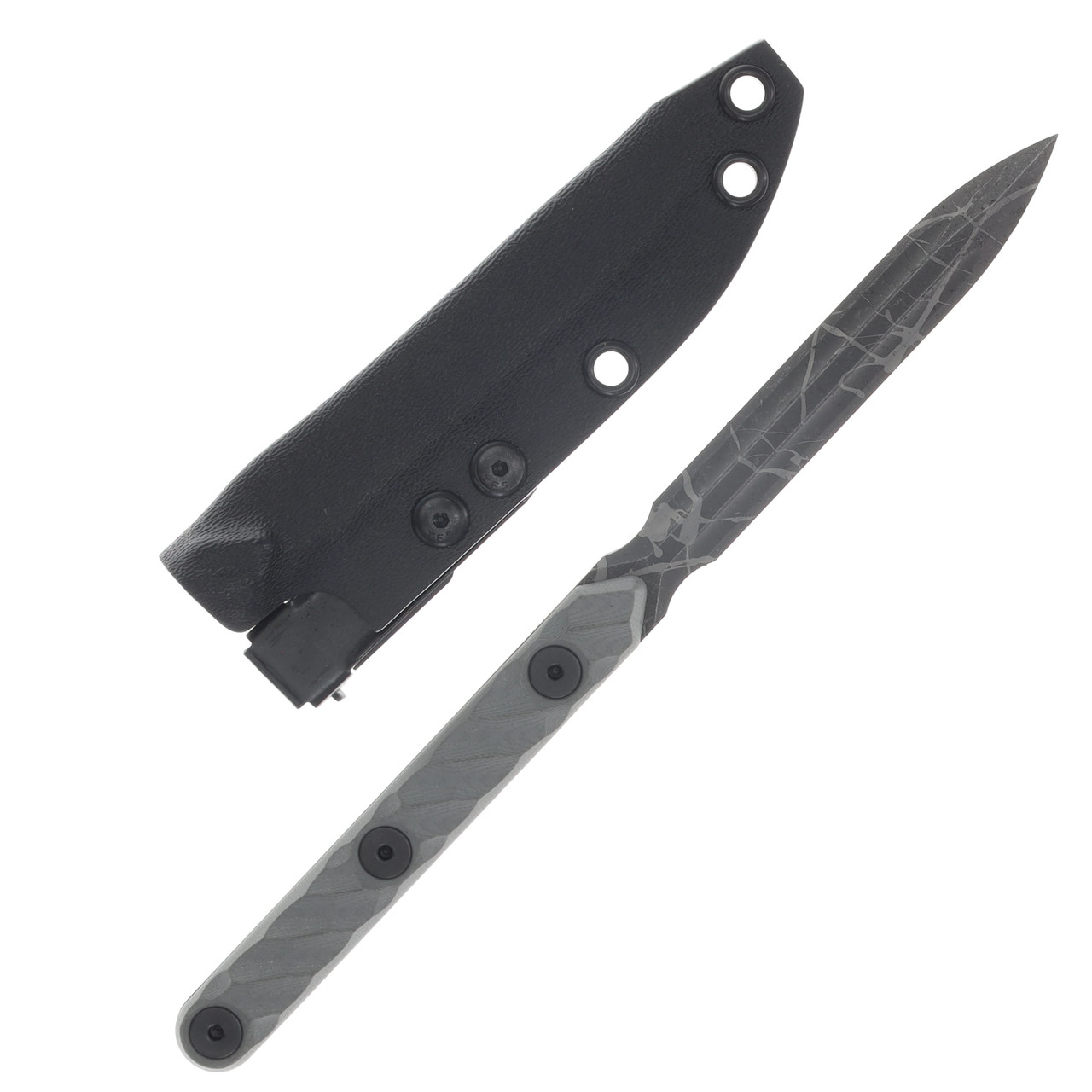 Half Face Blades OSS Spike Fixed Blade Knife Armor Black Cerakote/Gray G-10 HFOSSSPIKEGYTEXT