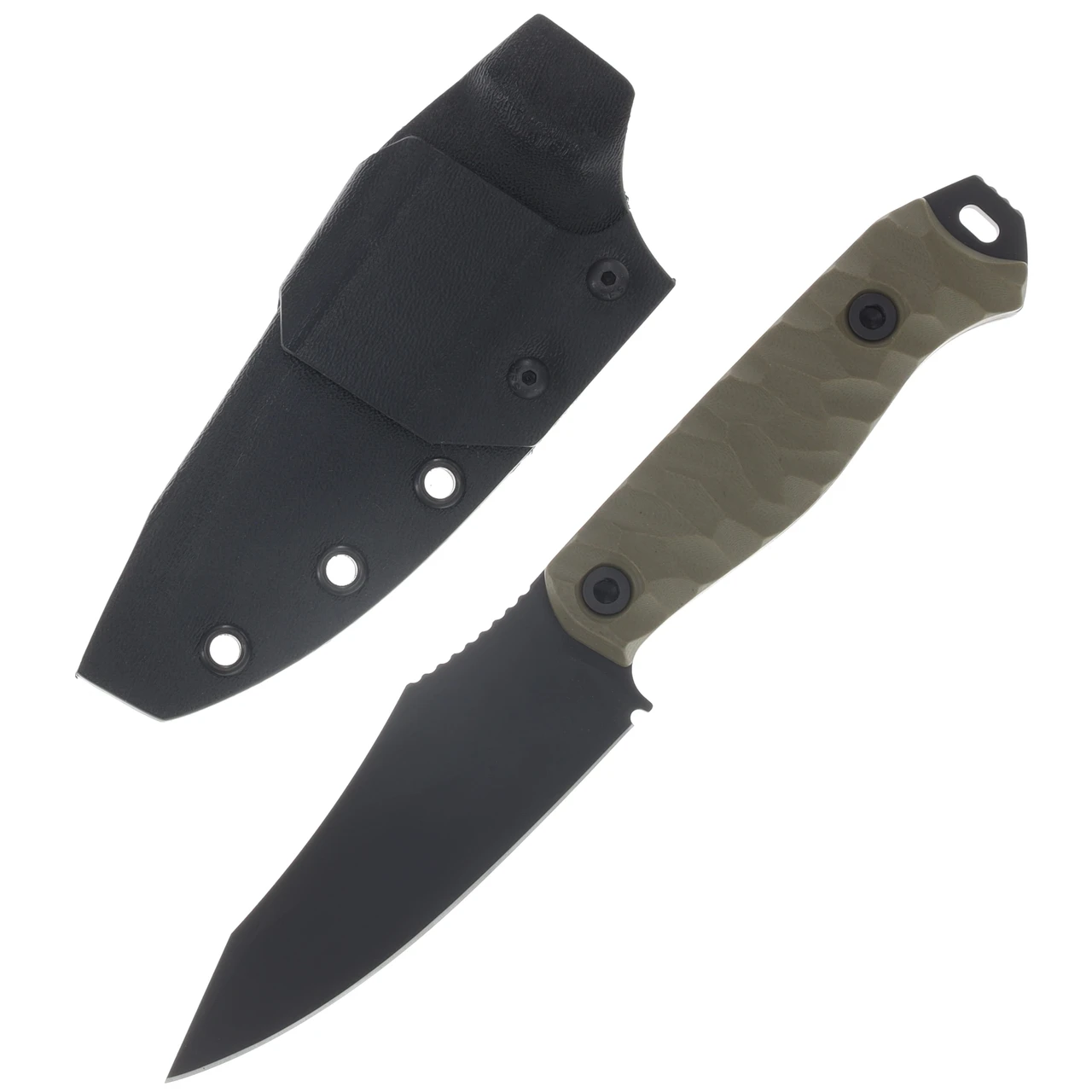 Half Face Blades Field Knife Fixed Blade Armor Black/Textured Grip OD Green G-10 HFFKODARMBKCER