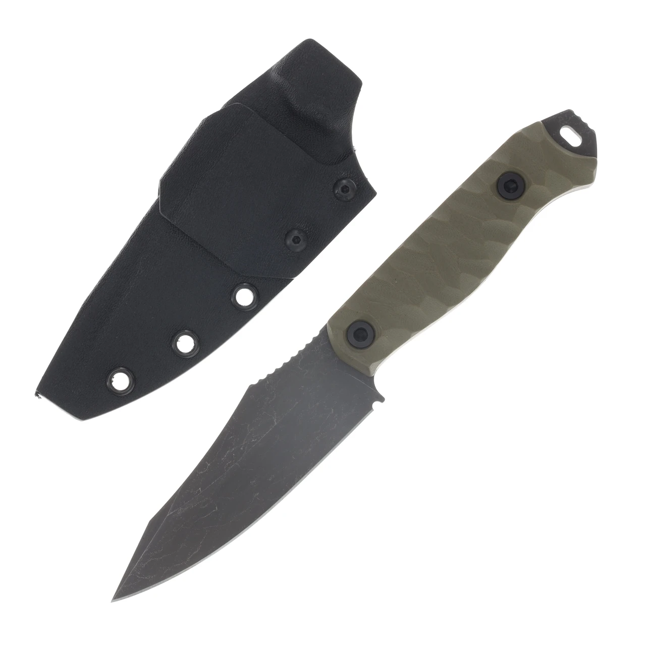 Half Face Blades Field Knife Fixed Blade Textured Grip OD Green G-10 HFFKOD