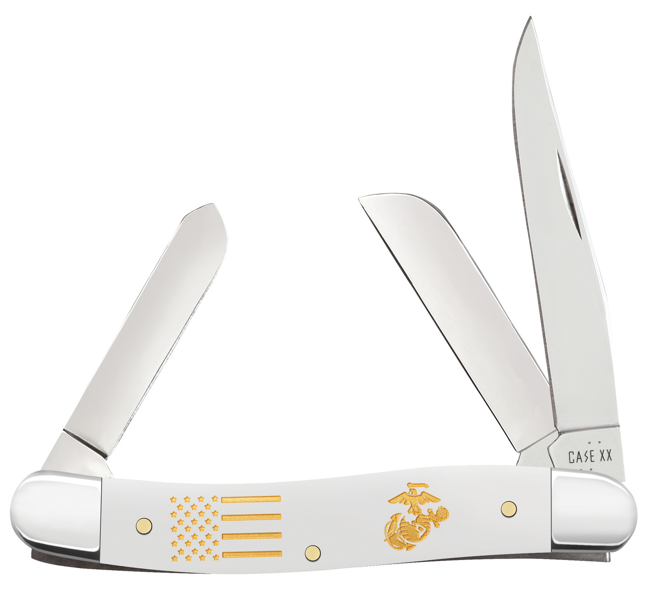 Case Smooth White Synthetic USMC Medium Stockman CA13212
