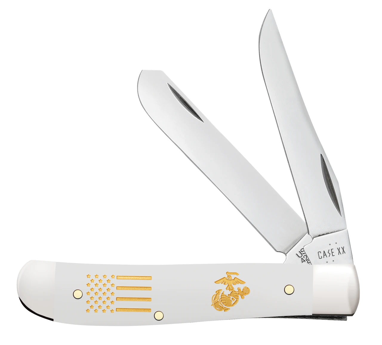 Case XX Smooth White Synthetic USMC Mini Trapper CA13213