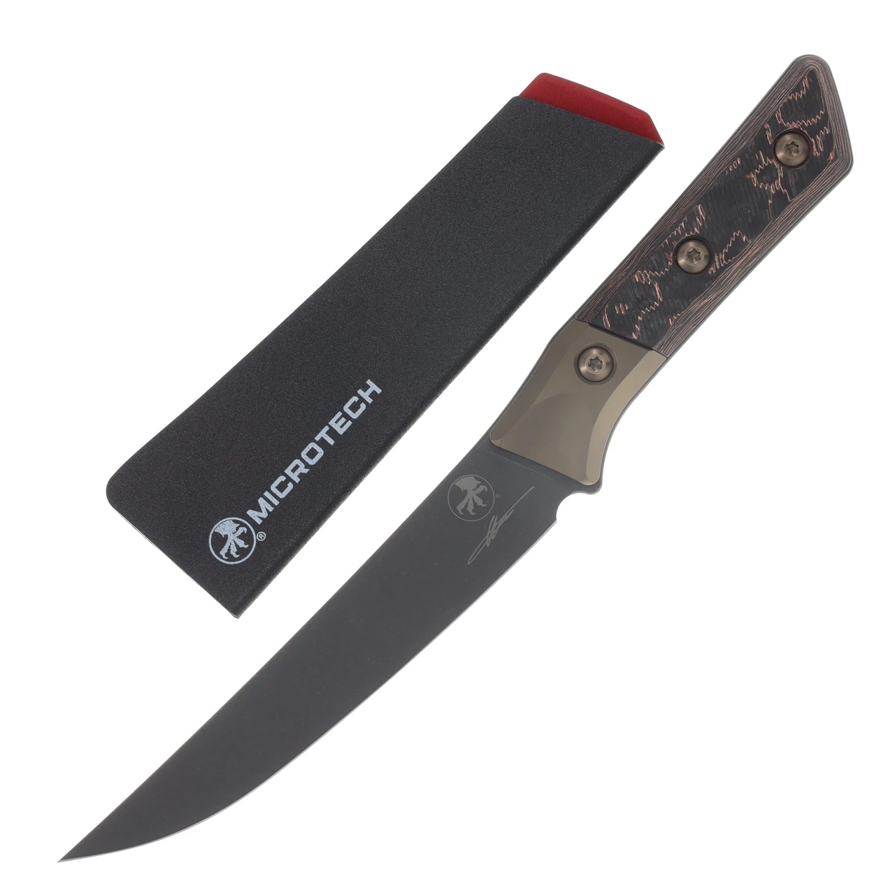 MICROTECH 6.125" BONING KNIFE DLC STANDARDBRONZE TITANIUM BOLSTER LIVE-WIRECARBON FIBER MT3100B1DLCLWCFS