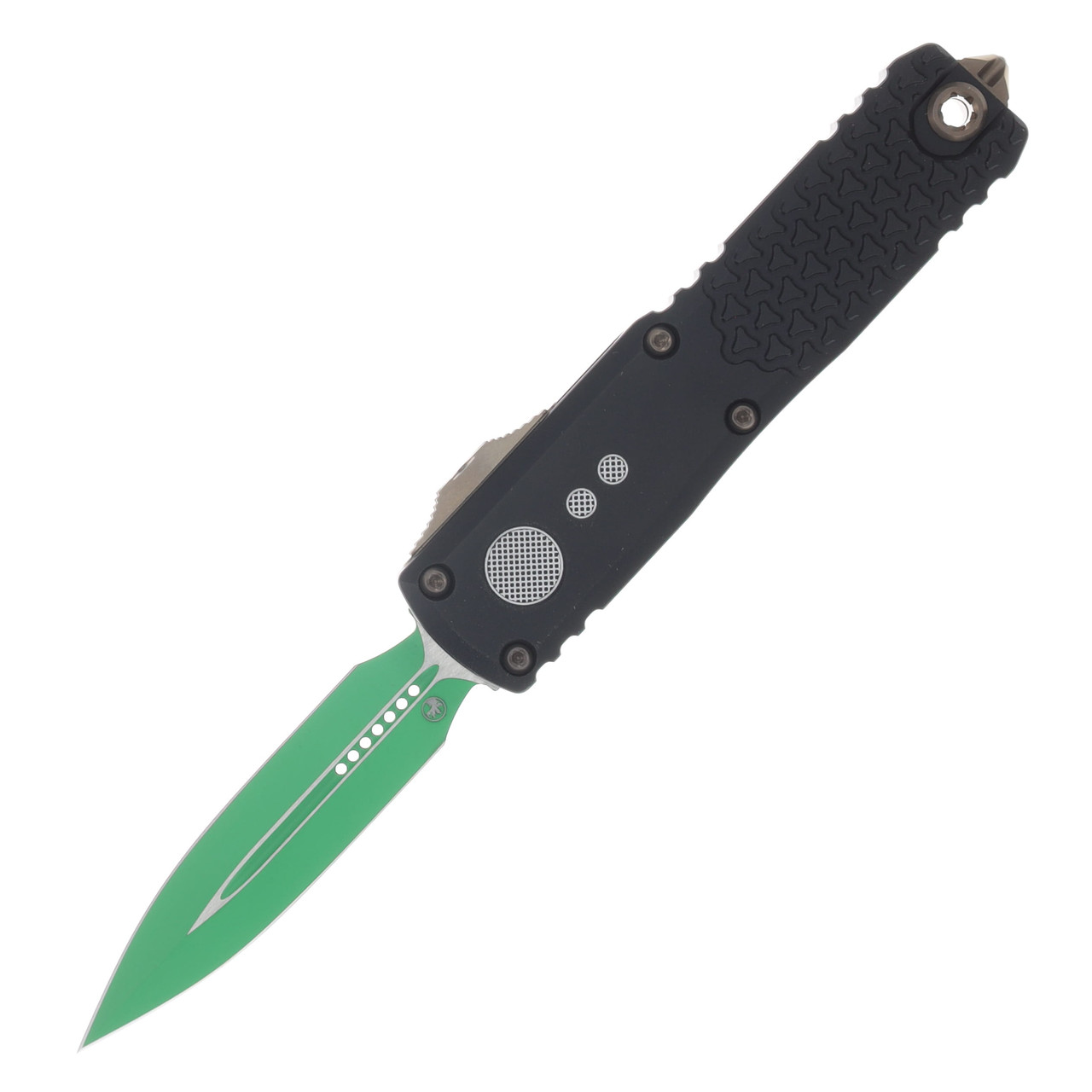 Microtech UTX-85 Gen IV OTF Automatic Jedi Master Green D/E Black Chassis Bronze Hardware AUMT123241JM