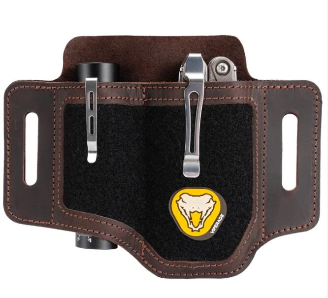 Viperade PL1 Leather Sheath for Belt Multitool Sheath with Velcro Loops Dark Brown PL1DKBN
