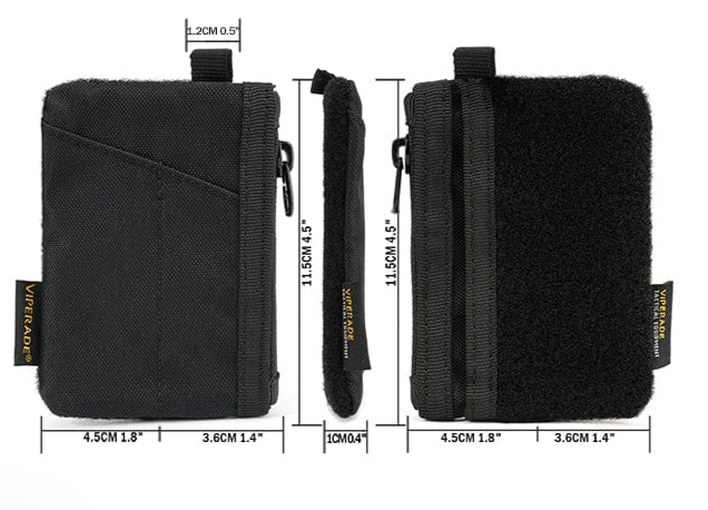 Viperade VE17 Small EDC Pouch EDC Pocket Organizer with DIY Patch Area Black VE17BK