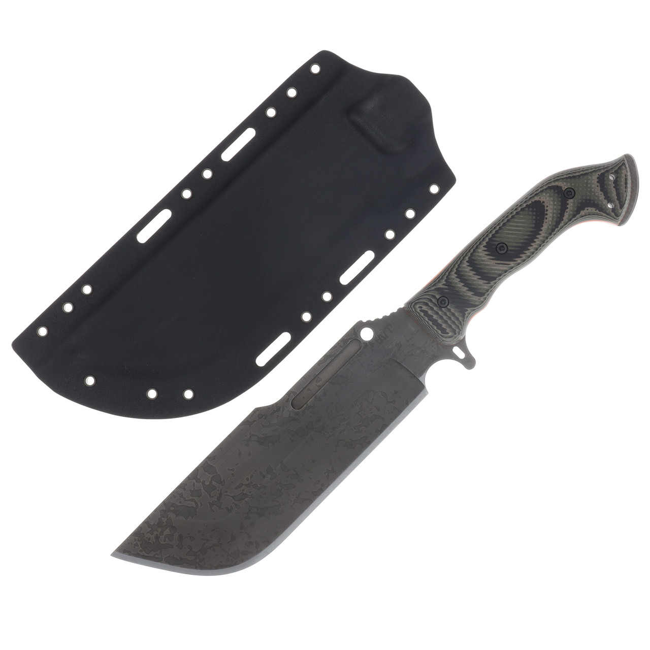Work Tuff Gear Ares-C SK85 Hand Rub APO Jungle Camo Textured G-10 Grip Black Kydex Sheath SK85-HRAPOJCTG10GB