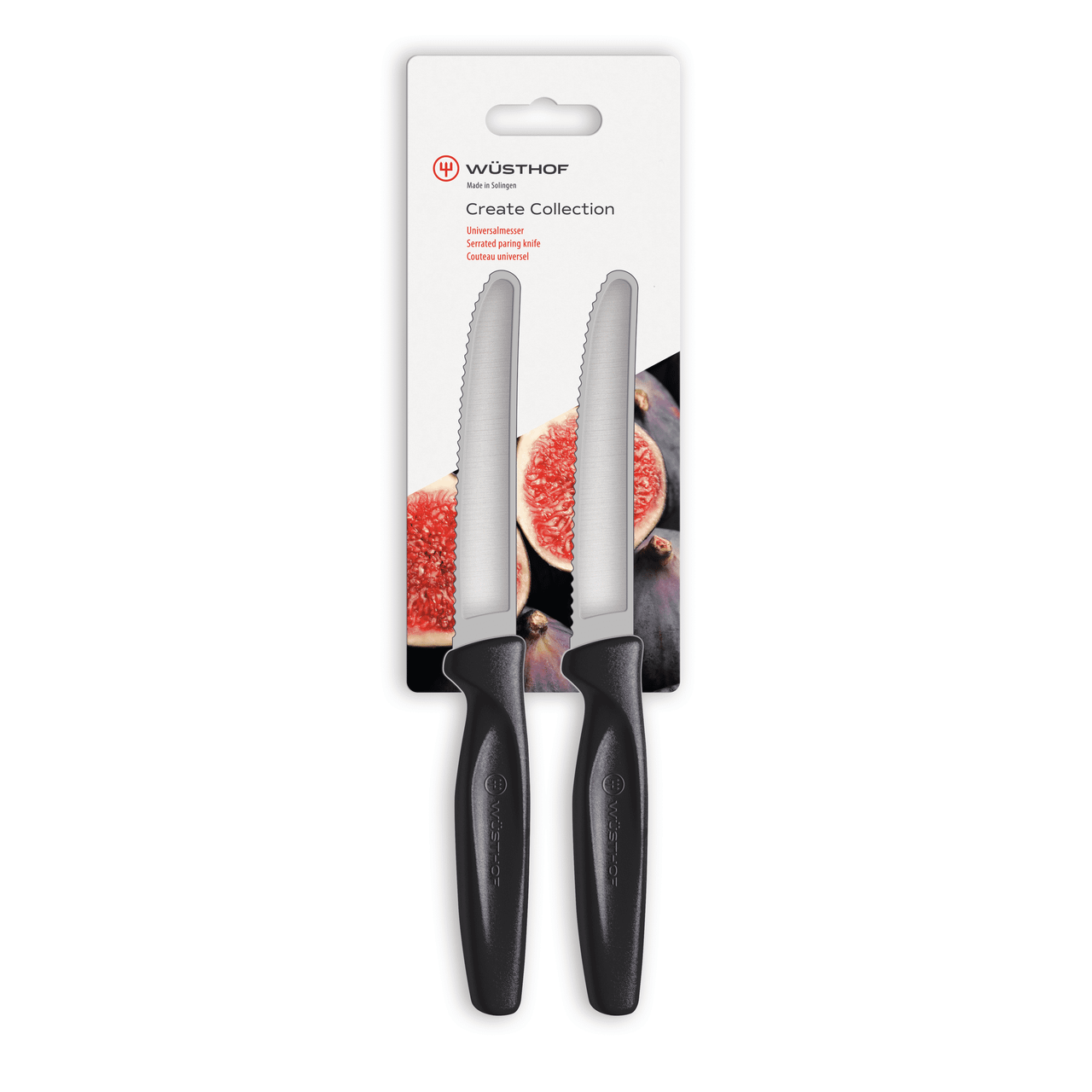 Wüsthof Create Collection 2-Pc Serrated Paring Knife Set - Black