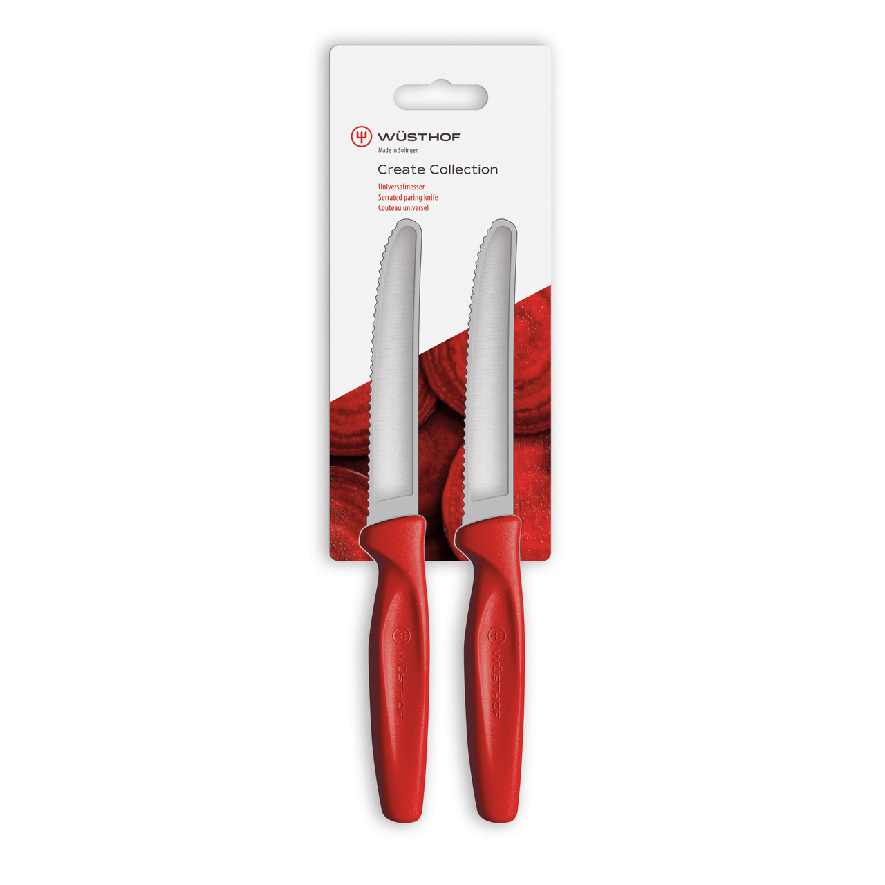 Wüsthof Create Collection 2-Pc Serrated Paring Knife Set - Red