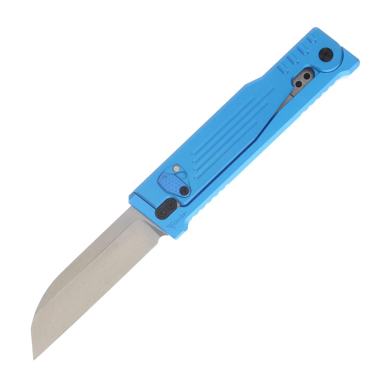 Reate EXO Performance 2 Bld. Gravity Knife SW/Satin Serrated Nitro V - Stripe Pattern Blue REEXOP-2
