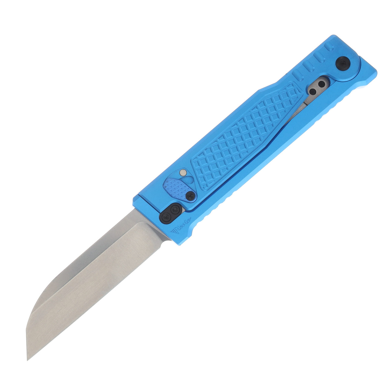 Reate EXO Performance 2 Bld. Gravity Knife SW/Satin Serrated Nitro V - Diamond Pattern Blue REEXOP-7