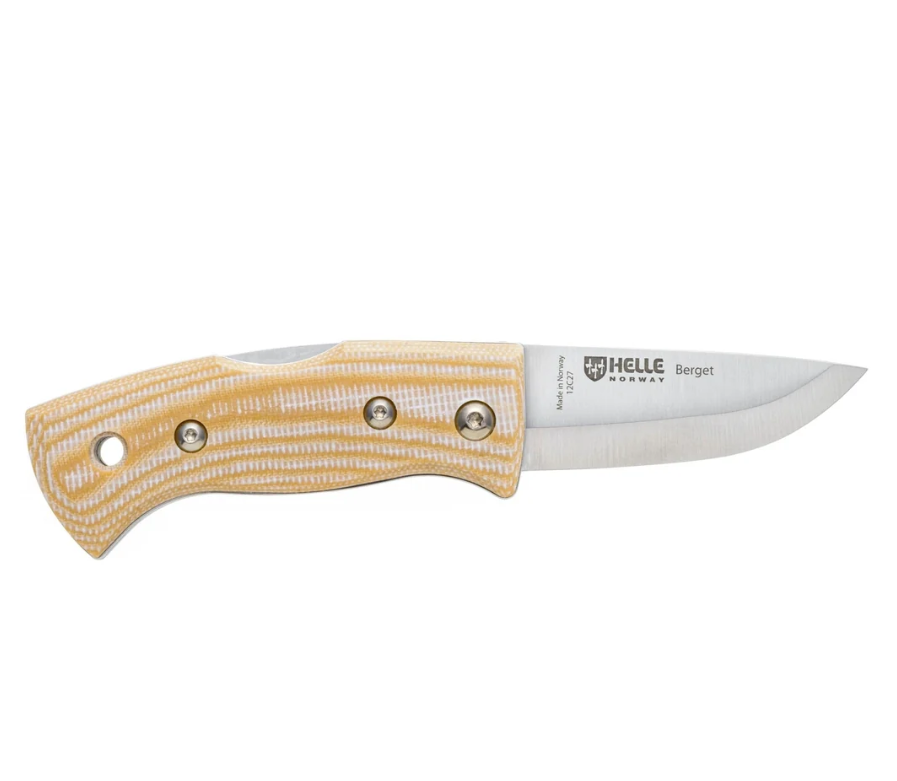 Helle Berget Lockback Folding Knife 12C27/Beige Canvas Micarta HF195042