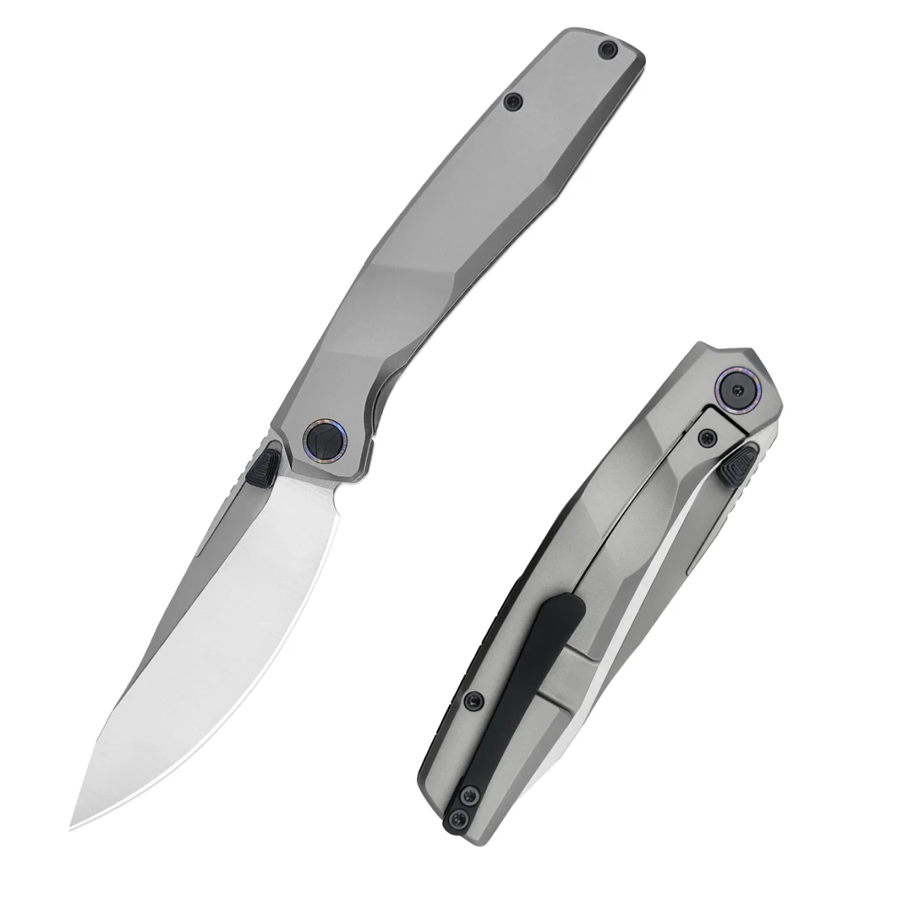 Ferramonster Astrome Folder S90V Belt Satin Blade Bead Blast Titanium Handle
