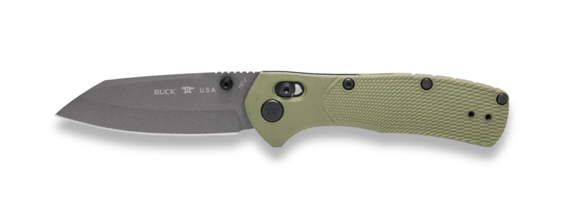 Buck 797 Range Ops Pro Folding Knife Green Nylon Handle 154CM Blade BU14558