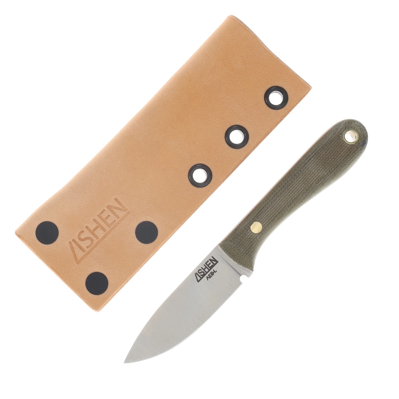 Lishen Knives Little Holston Drop Point Fixed Blade Green Canvas Micarta Brass Pins LKLHDPGCMBP