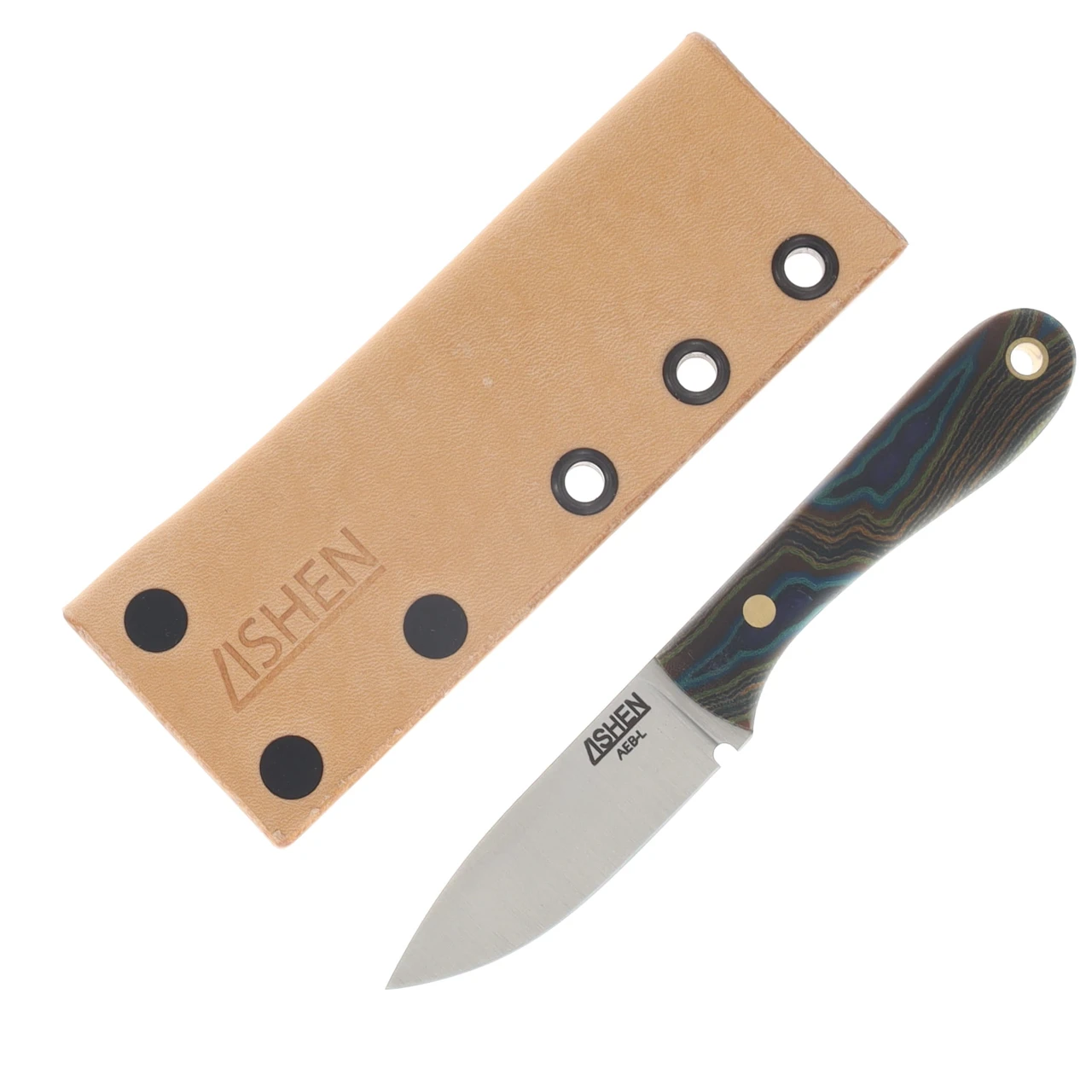 Lishen Knives Little Holston Drop Point Fixed Blade Peacock G-Carta Brass Pins LKLHDPPEAGBP