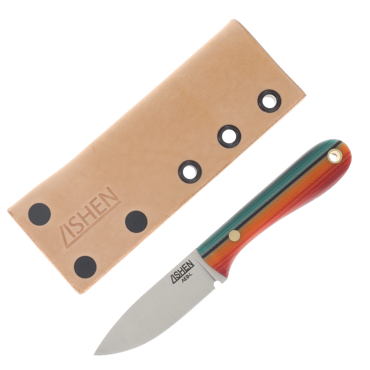 Lishen Knives Little Holston Drop Point Fixed Blade Mexican Blanket G-Carta Brass Pins LKLHDPMEXBLGBP