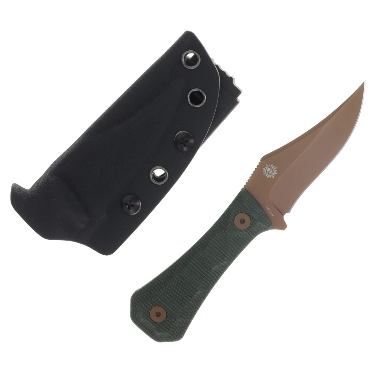 Auxiliary Manufacturing Pocket Bowie Fixed Blade 14C28N/Green Micarta AUX-001MGNROSE