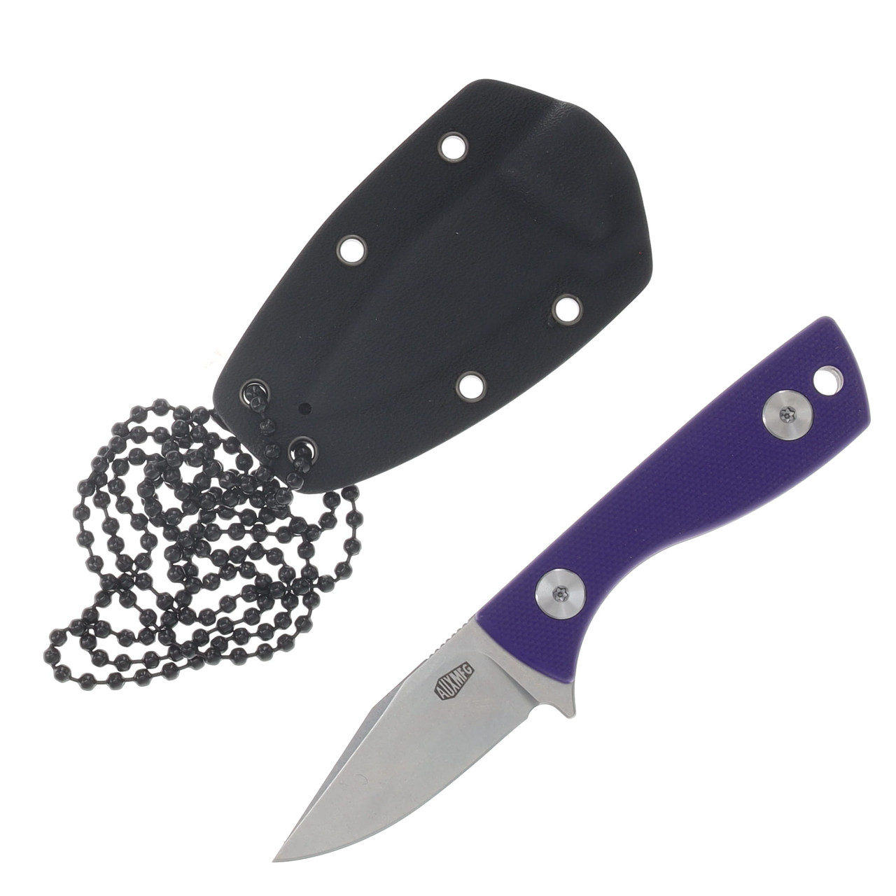 Auxiliary Manufacturing Runt Fixed Blade Stonewash 14C28N/Purple G-10 AUX011PPL