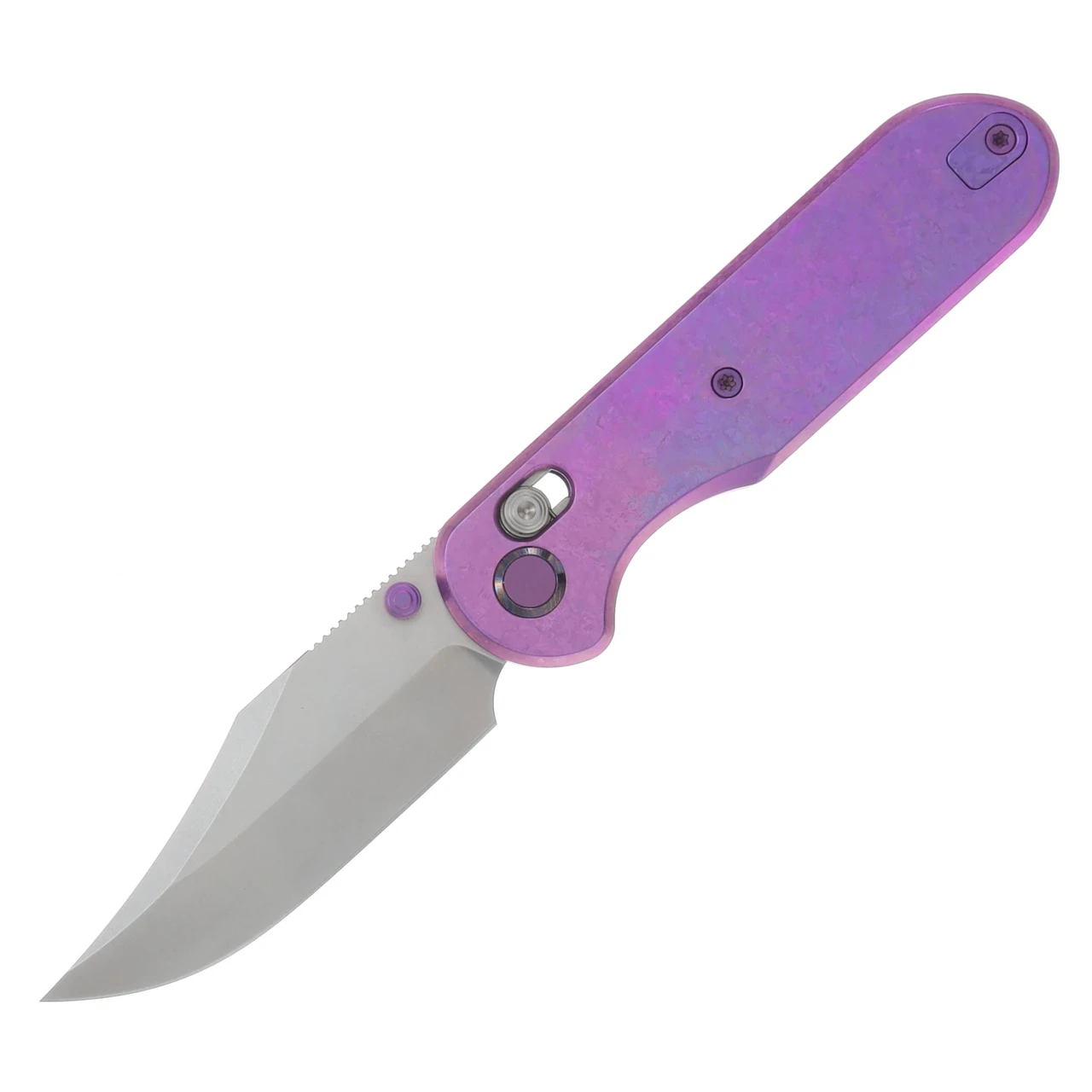 GEO Knife Ethereal Cutter Folding Knife SW M390 Blade Purple Crystallized TI Handle GEO2401N