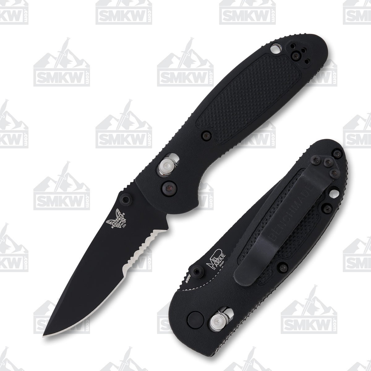 Benchmade Mini Griptilian Folding Knife Black Partially Serrated BM556SBK-S30V