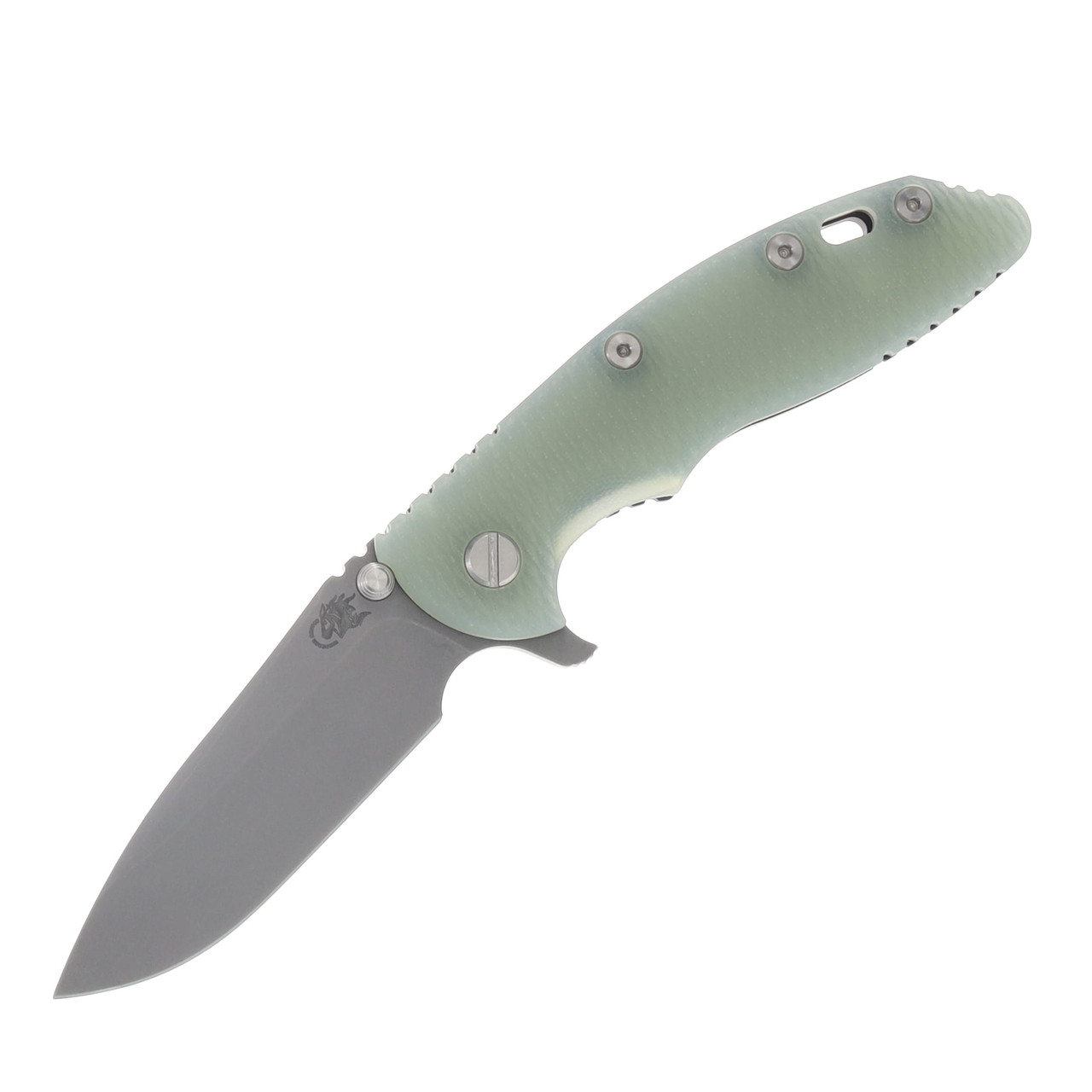 Hinderer XM-18 3.5 Spearpoint Tri-Way Folder Translucent Green G10 Battle Black - Working Finish KXM35SPETWWFBBKTG