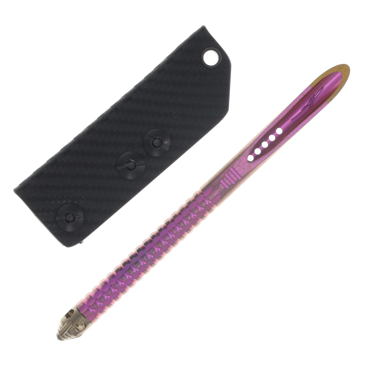 Microtech TAC-P Mini TI Chisel Tip Kubaton Royal Purple ANO TI Bronze ANO TI Glassbreaker MT112MMS6