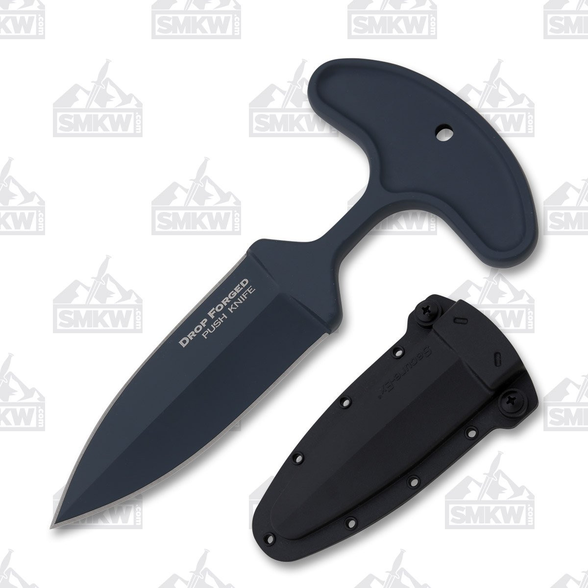 Cold Steel Drop Forged Push Knife 4in Plain Black Spear Point 1