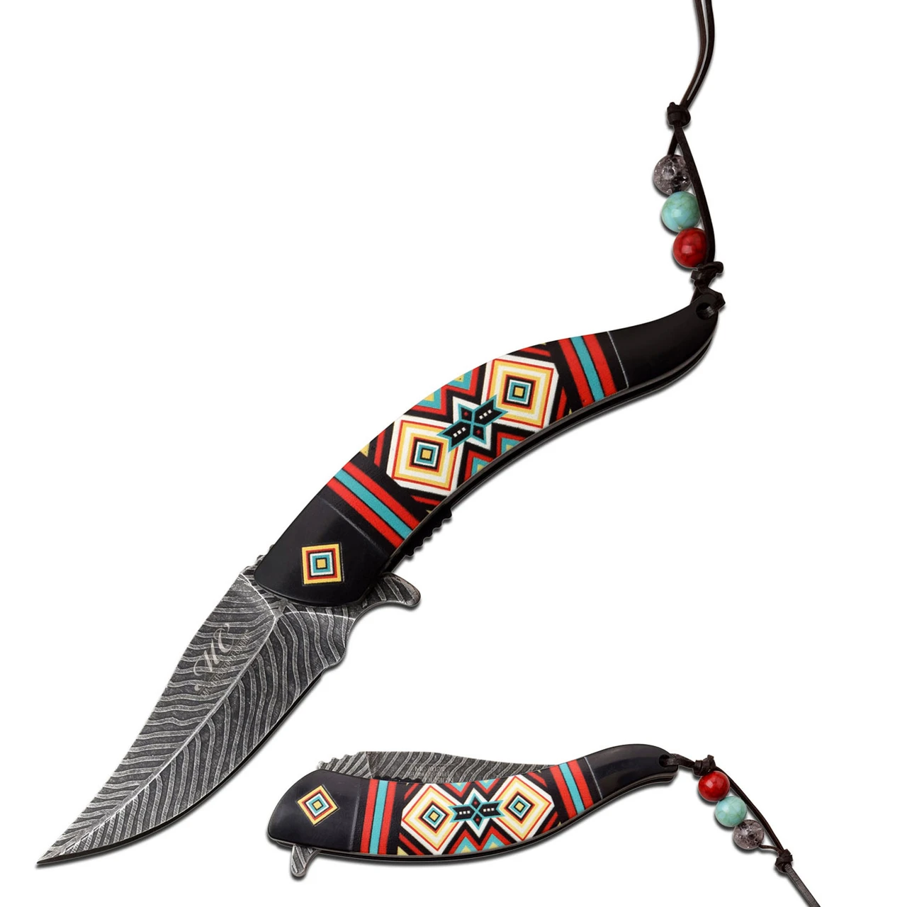 Masters Collection Assisted Knife Tribal 3.5in Etched Persian Blade