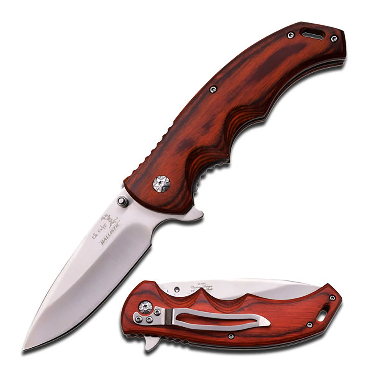 Elk Ridge Spring-Assisted Knife Warm Natural Wood 3.5 Satin Drop Point