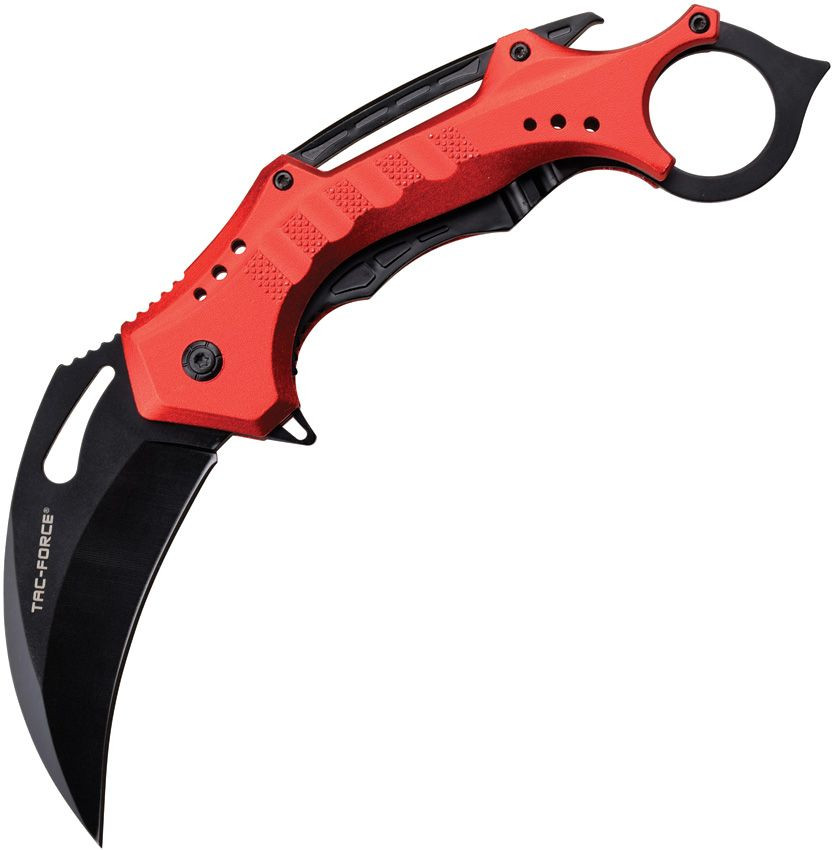 Tac Force Spring-Assisted Linerlock Karambit Folding Knife Red/Black MCTF705KRD